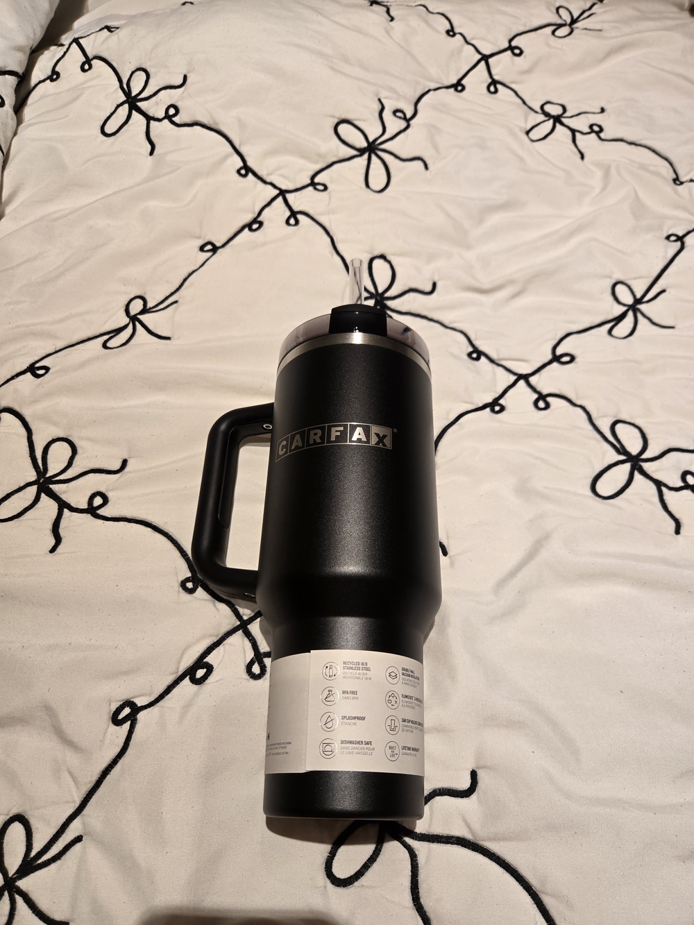 Black Insulated Travel Mug with Handle